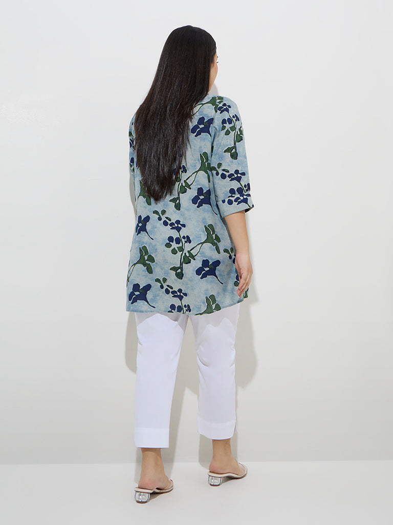 Diza Blue Foliage Design Tunic - Image 4