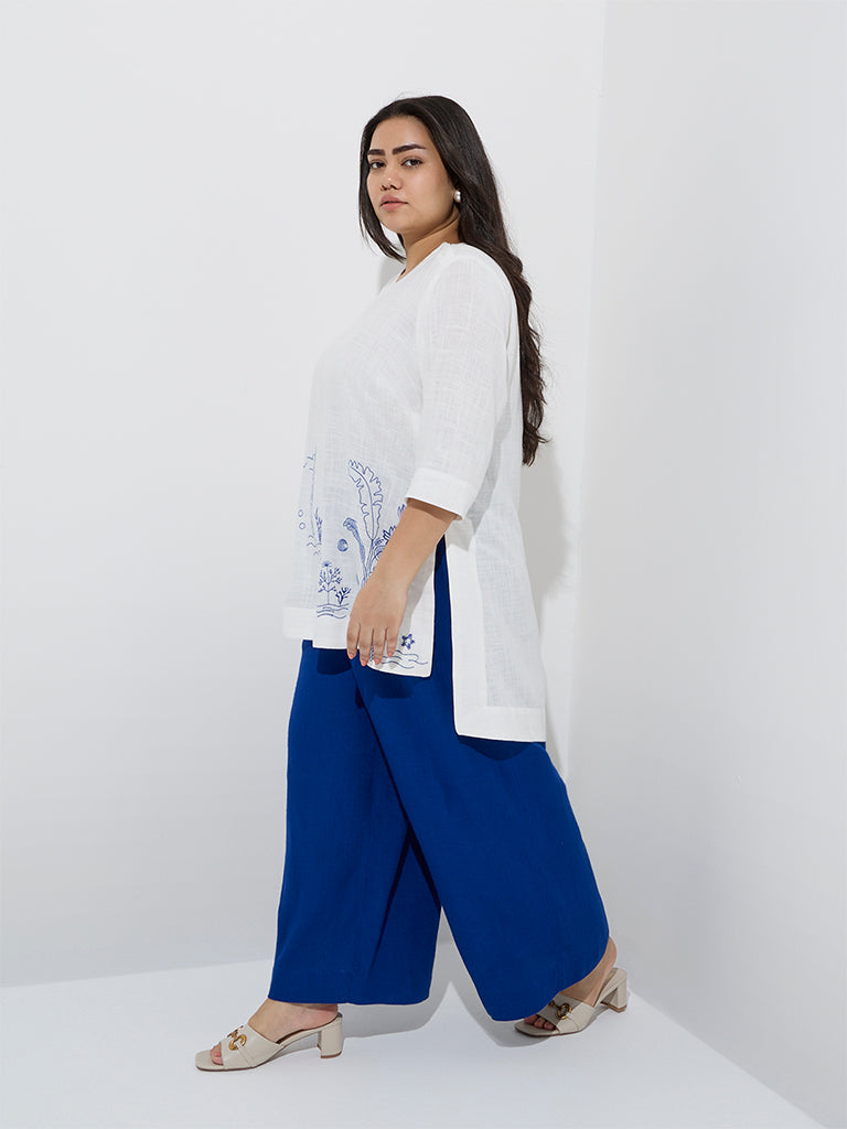 Diza White Embroidered Tunic - Image 2