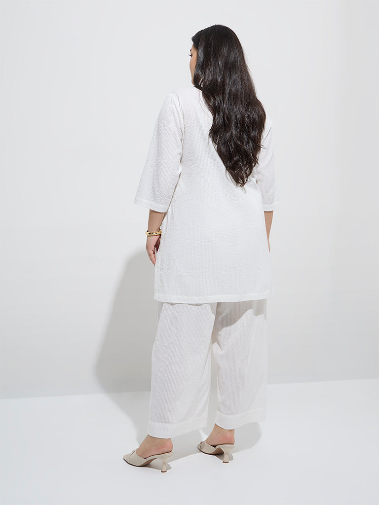 Diza White Sealife-Inspired High-Low Cotton Tunic - Image 4