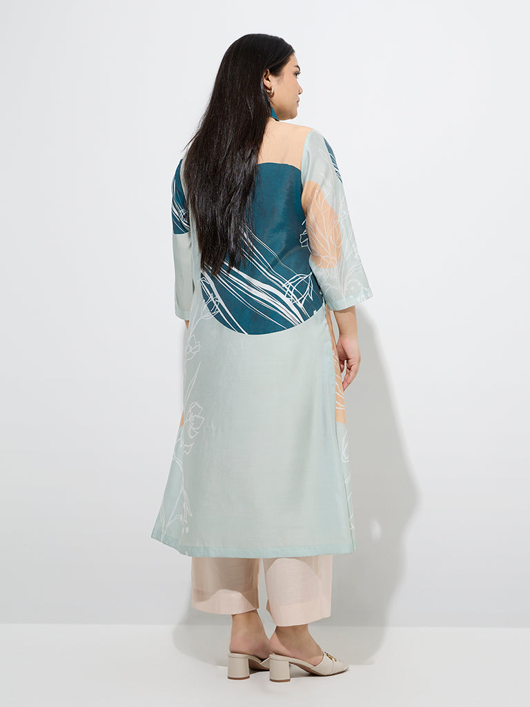 Diza Multicolour Floral Design A-Line Kurta - Image 4