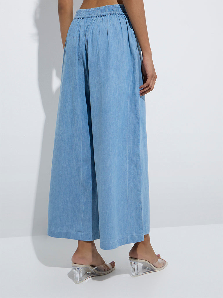 Utsa Light Blue Denim Ethnic Pants - Image 4