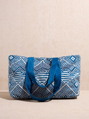 Westside Home Blue Geometric Design Tote Bag