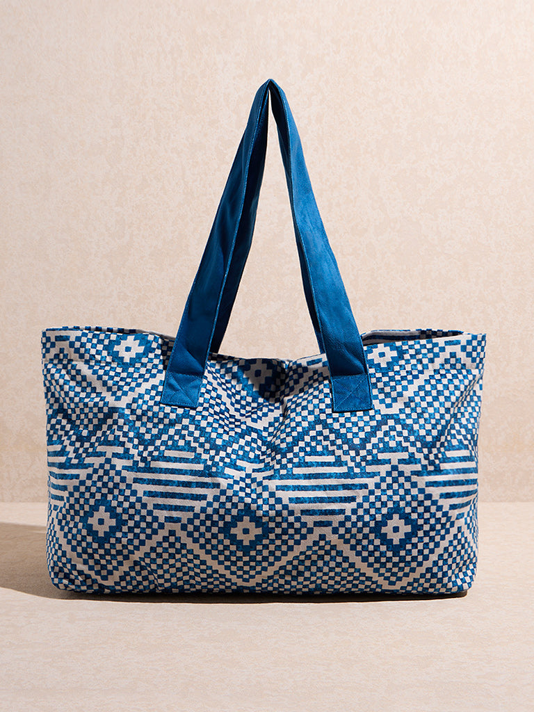 Westside Home Blue Geometric Design Tote Bag - Image 2
