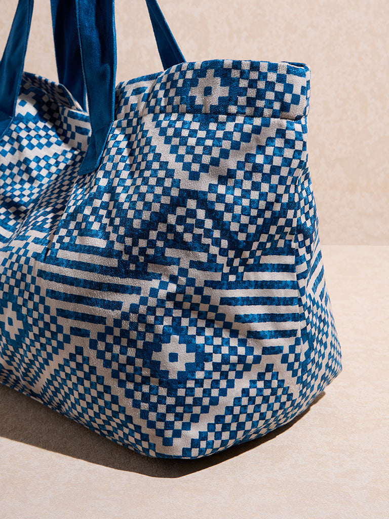 Westside Home Blue Geometric Design Tote Bag - Image 3