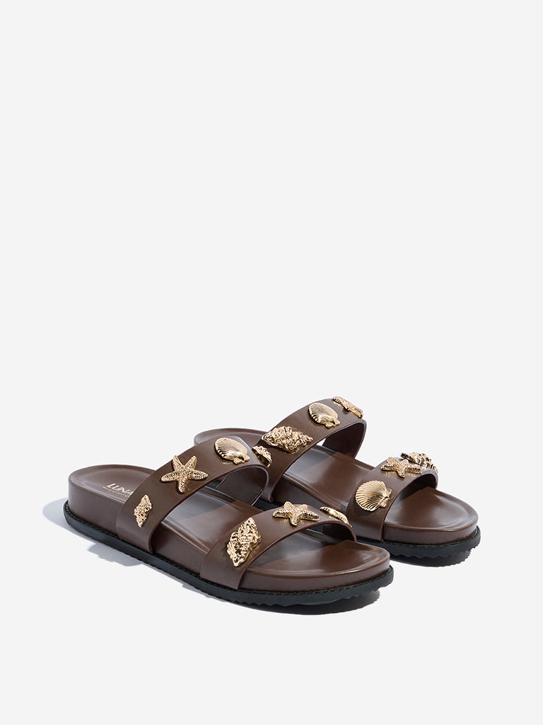 LUNA BLU Brown Sea Life-Inspired Comfort Sandals - Image 2