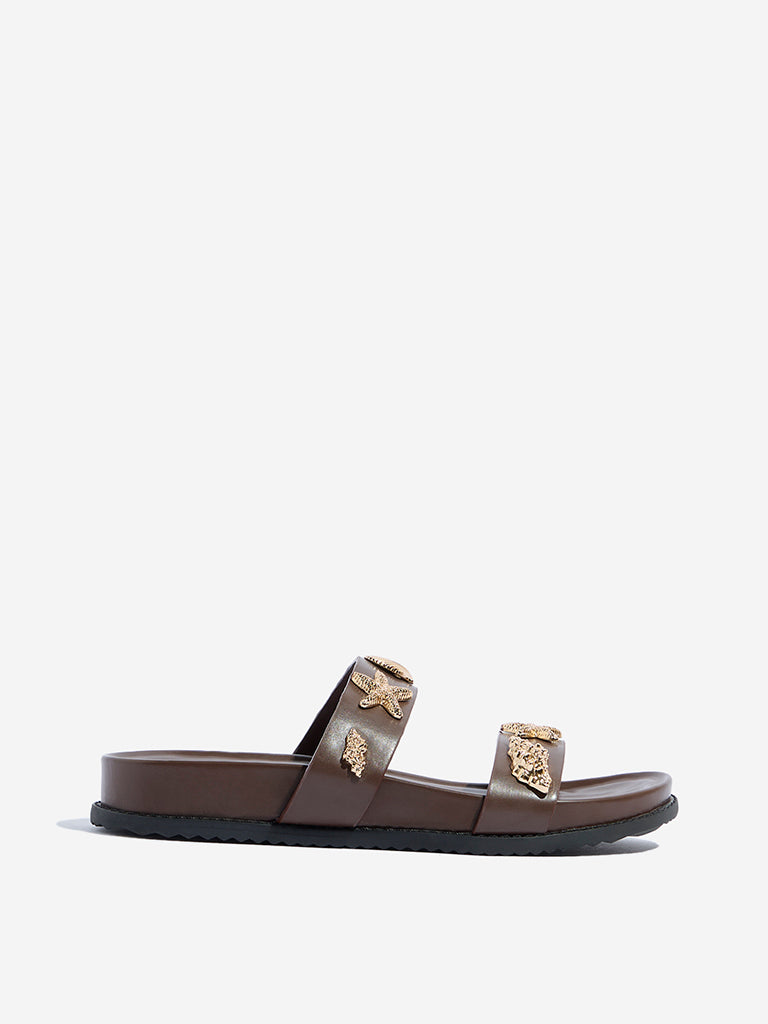 LUNA BLU Brown Sea Life-Inspired Comfort Sandals