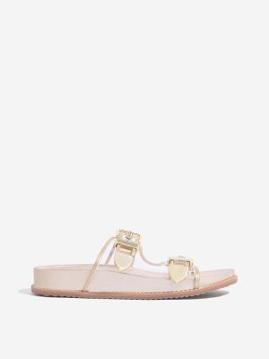 LUNA BLU Gold Dual-Strap Slip-On Comfort Sandals