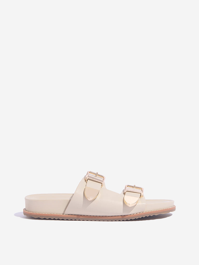 LUNA BLU Ivory Dual-Strap Comfort Sandals