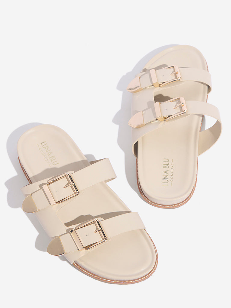LUNA BLU Ivory Dual-Strap Comfort Sandals - Image 3
