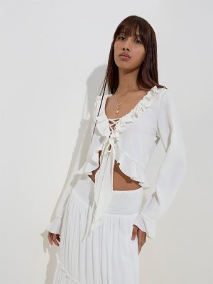 Nuon White Ruffle-Detailed Top