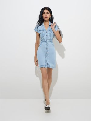 Nuon Blue Bodycon Denim Dress