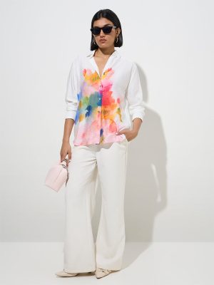 Wardrobe White Abstract Design Shirt