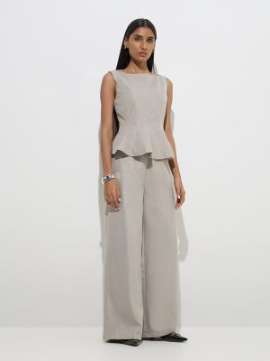 Wardrobe Grey High-Rise Pants