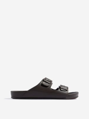 SOLEPLAY Dark Brown Dual-Strap Slip-On Sandals