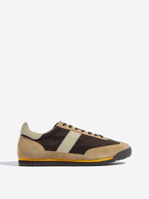 SOLEPLAY Brown Colour-Blocked Lace-Up Sneakers