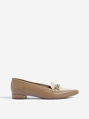 LUNA BLU Taupe Hardware-Detailed Loafers