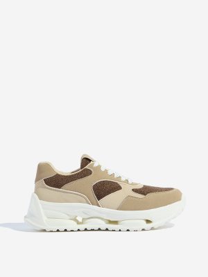 LUNA BLU Brown Chunky Lace-Up Sneakers