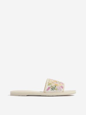LUNA BLU Multicolour Floral Embroidered Slides