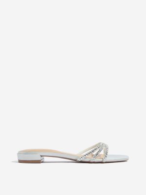LUNA BLU Silver Diamante Multi-Strap Heel Sandals