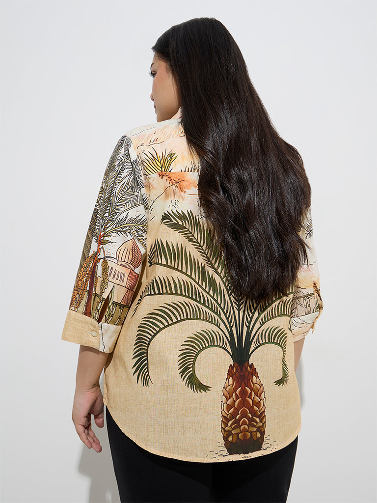 Gia Multicolour Tropical-Inspired Cotton-Blend Shirt - Image 4