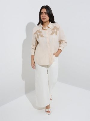 Gia Beige Leaf Design Shirt