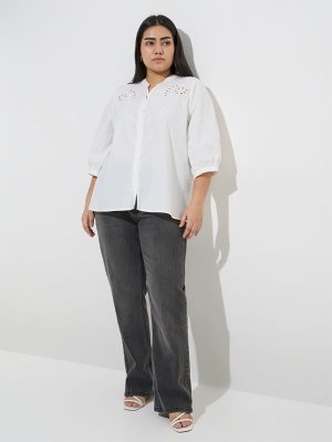 Gia White Embroidered Cotton Blouse