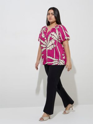 Gia Fuchsia Tropical-Inspired Blouse