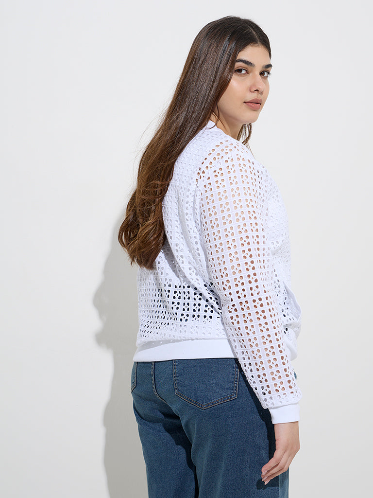 Gia White Schiffli Detailed Cotton Jacket - Image 4