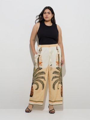 Gia Multicolour Nature-Inspired High-Rise Cotton-Blend Pants