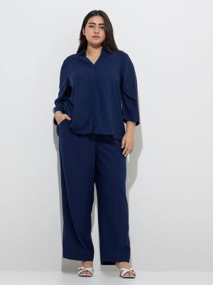 Gia Navy High-Rise Trousers