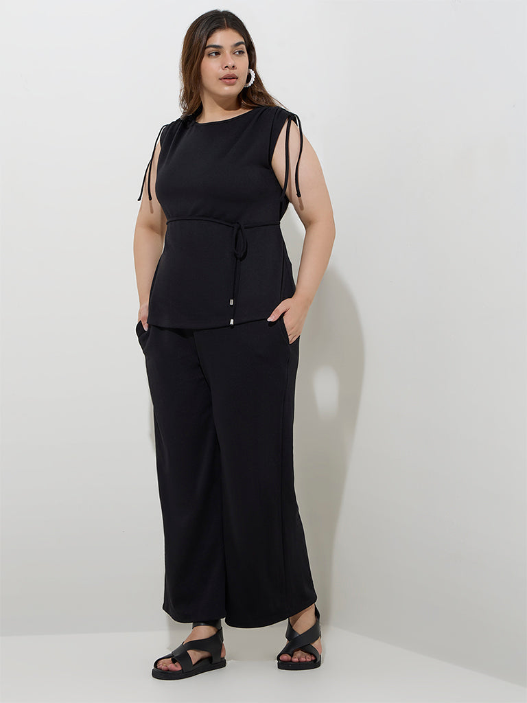 Gia Black Solid High-Rise Trousers