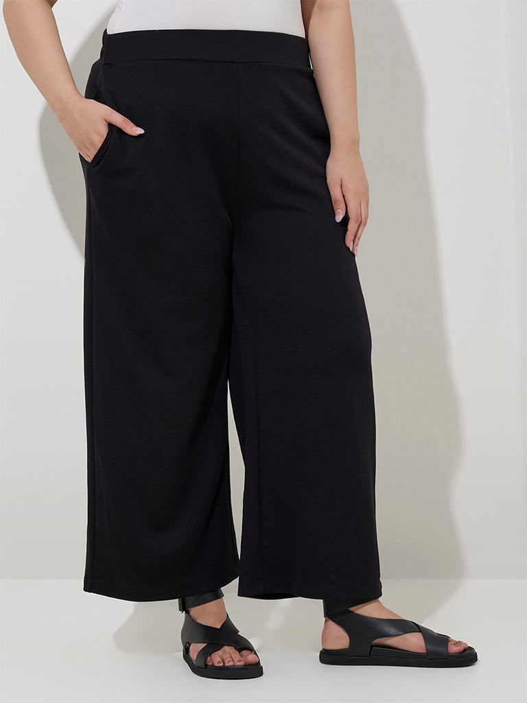Gia Black Solid High-Rise Trousers - Image 2