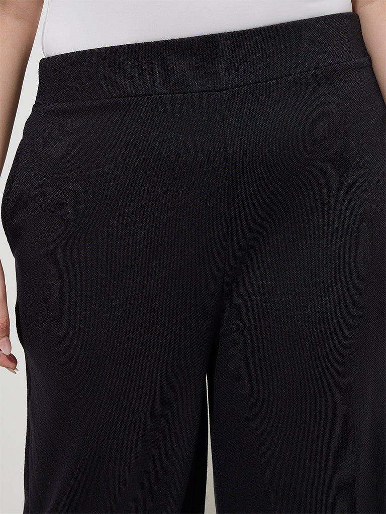 Gia Black Solid High-Rise Trousers - Image 3