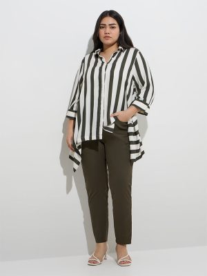 Gia Olive High-Rise Cotton-Blend Jeggings