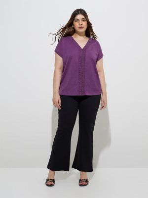 Gia Purple Embroidered Cotton Top