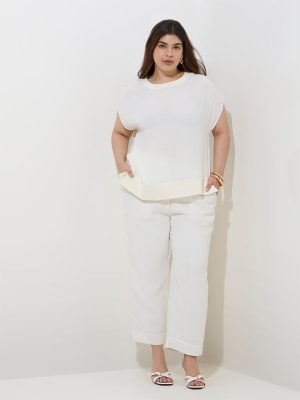 Gia Off-White Self-Textured Top