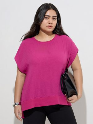 Gia Fuchsia Solid Cotton High-Low Top