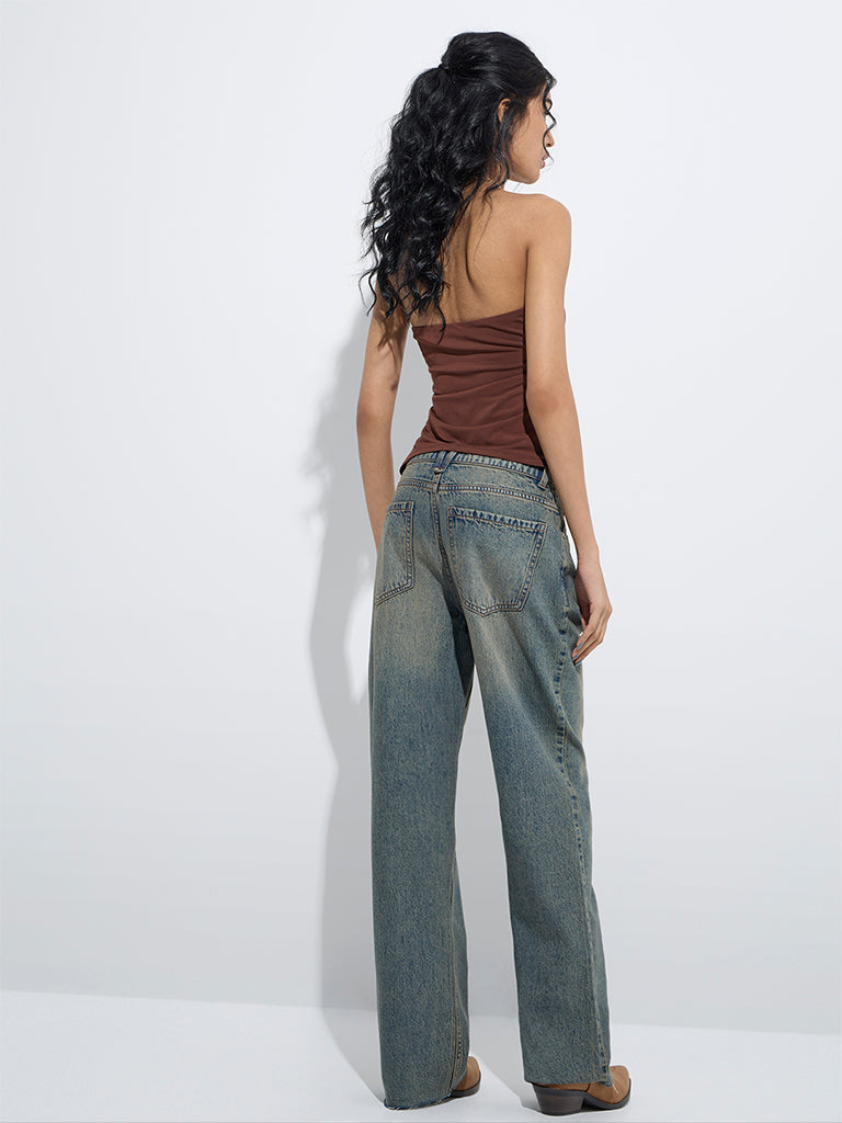 Nuon Blue Washed Relaxed-Fit High-Rise Jeans - Image 4