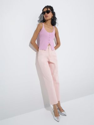 Nuon Light Pink Slim-Fit High-Rise Jeans