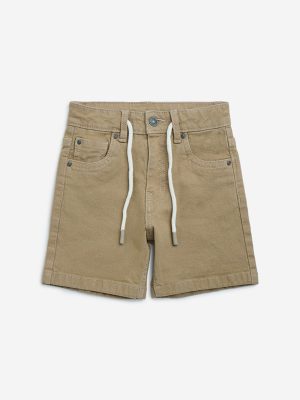 HOP Kids Light Taupe Mid-Rise Denim Shorts