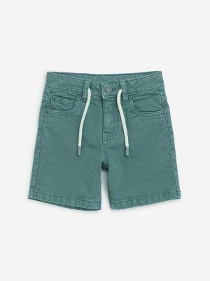 HOP Kids Teal Mid-Rise Denim Shorts