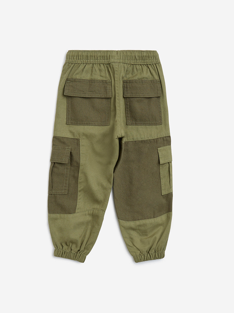 HOP Kids Olive Mid-Rise Cotton Joggers - Image 2
