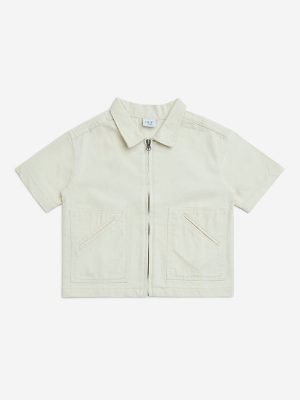 HOP Kids Off-White Printed Cotton Shirt