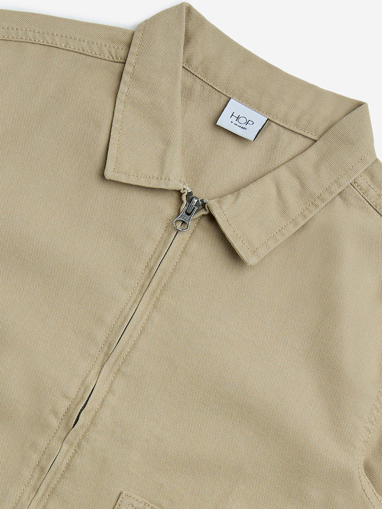 HOP Kids Taupe Printed Cotton Shirt - Image 4