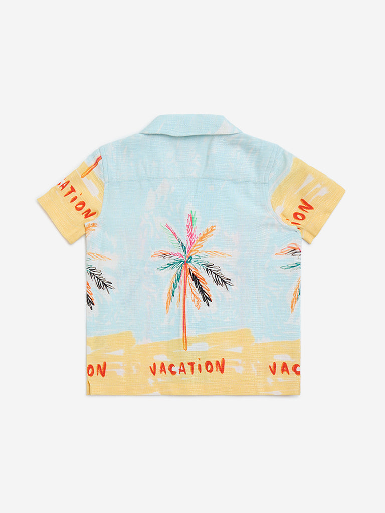 HOP Kids Blue Tropical-Inspired Shirt - Image 2