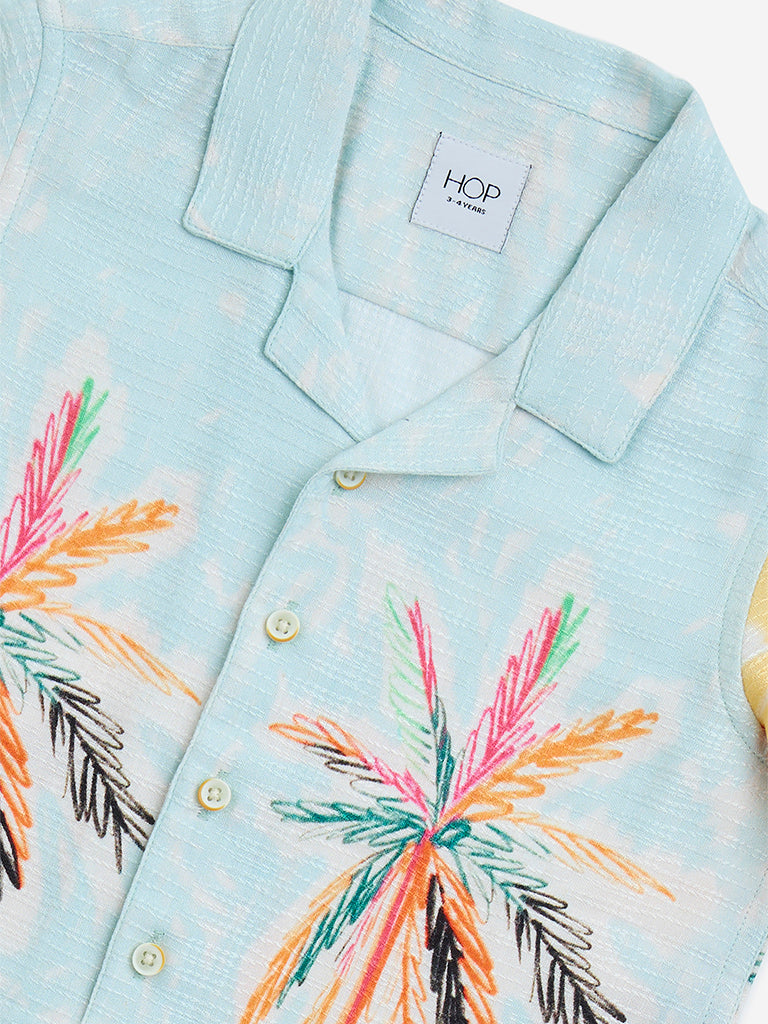 HOP Kids Blue Tropical-Inspired Shirt - Image 3