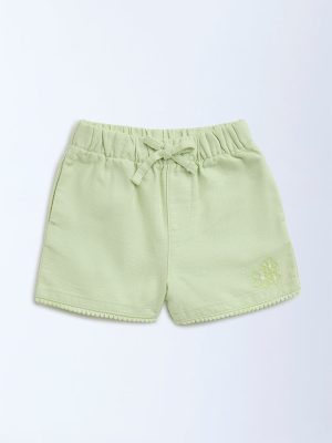 HOP Kids Lime Mid-Rise Cotton Shorts