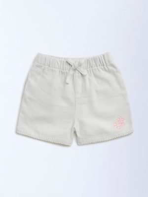HOP Kids Off-White Mid-Rise Cotton Shorts
