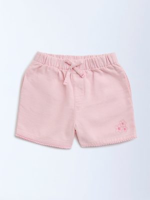 HOP Kids Pink Mid-Rise Cotton Shorts
