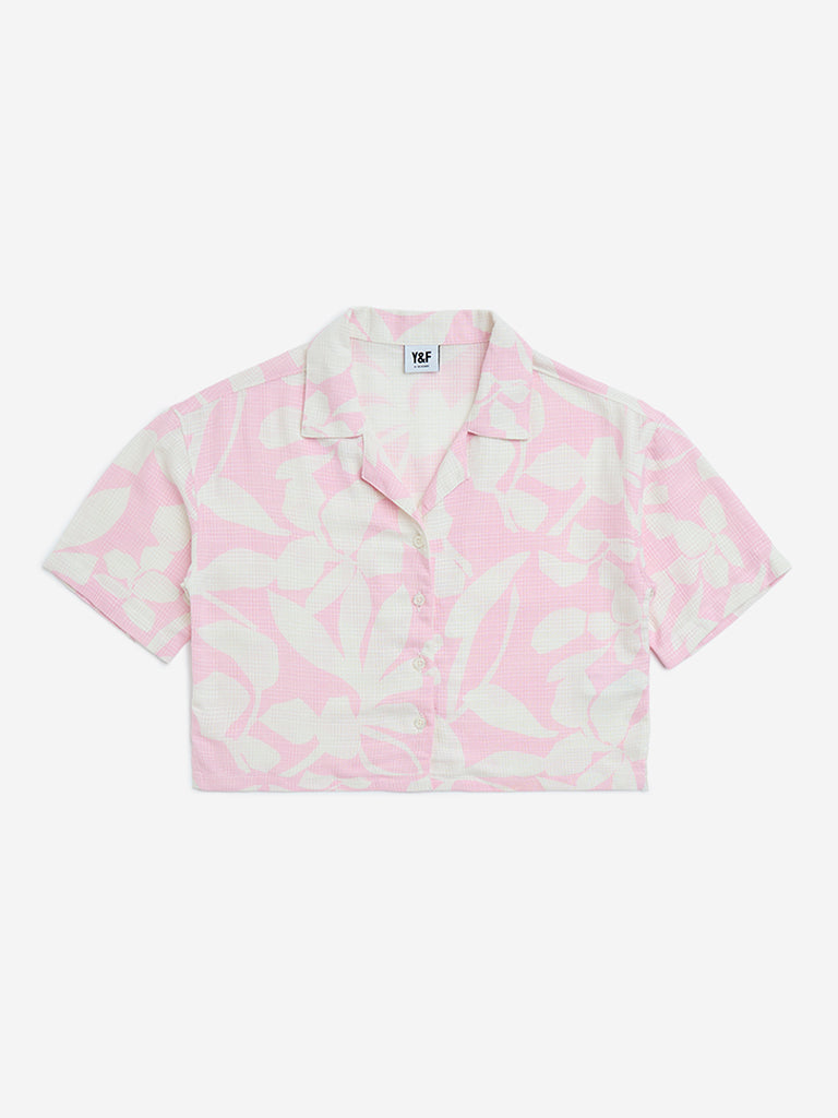 Y&F Kids Pink Floral Pattern Shirt